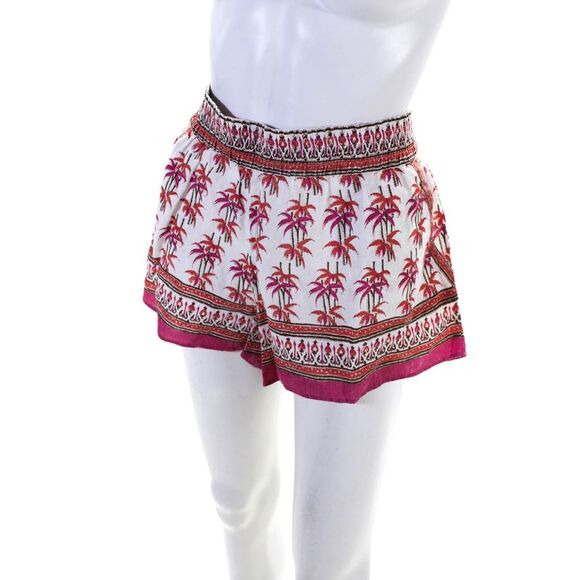 Calypso Saint Barth Womens Linen Abstract Elastic Wait Shorts White Size L - Picture 2 of 6